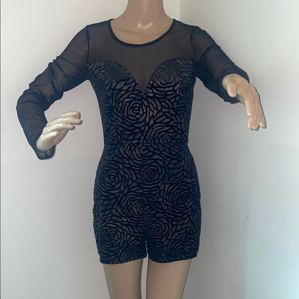 Elegant Black Mesh Floral Top